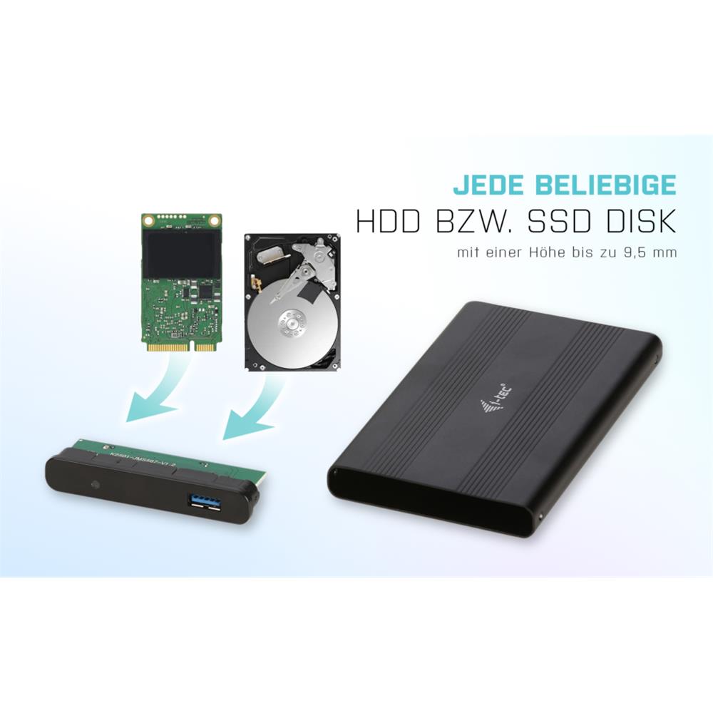 i-tec MySafe Advance AluBasic 2,5" USB 3.0 externes Festplattengehäuse für SATA I/II/III HDD SSD