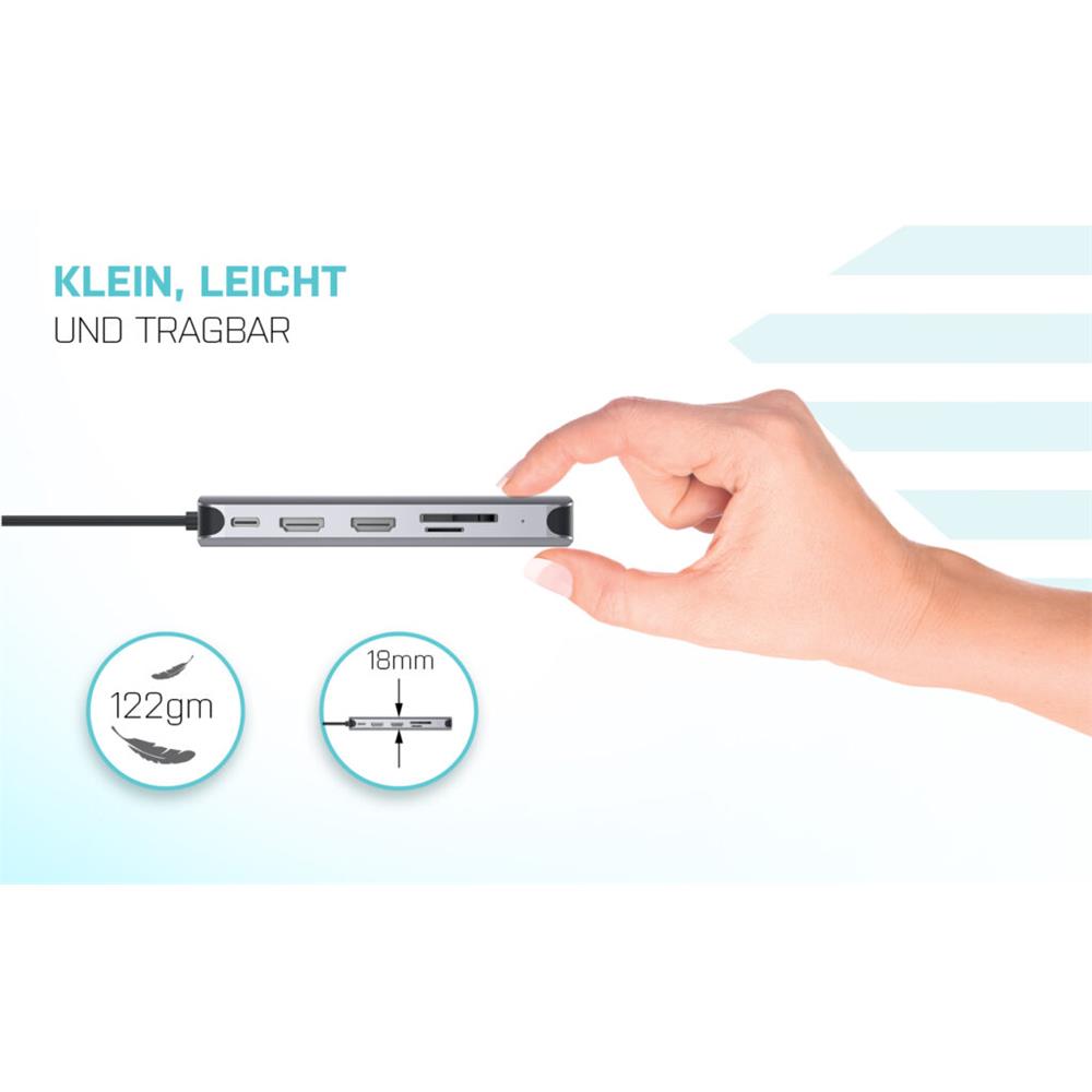 i-tec USB 3.0 USB-C/Thunderbolt 3x Display Metall-Nano-Dock mit LAN + Power Delivery 100 W