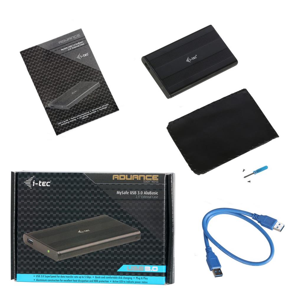 i-tec MySafe Advance AluBasic 2,5" USB 3.0 externes Festplattengehäuse für SATA I/II/III HDD SSD