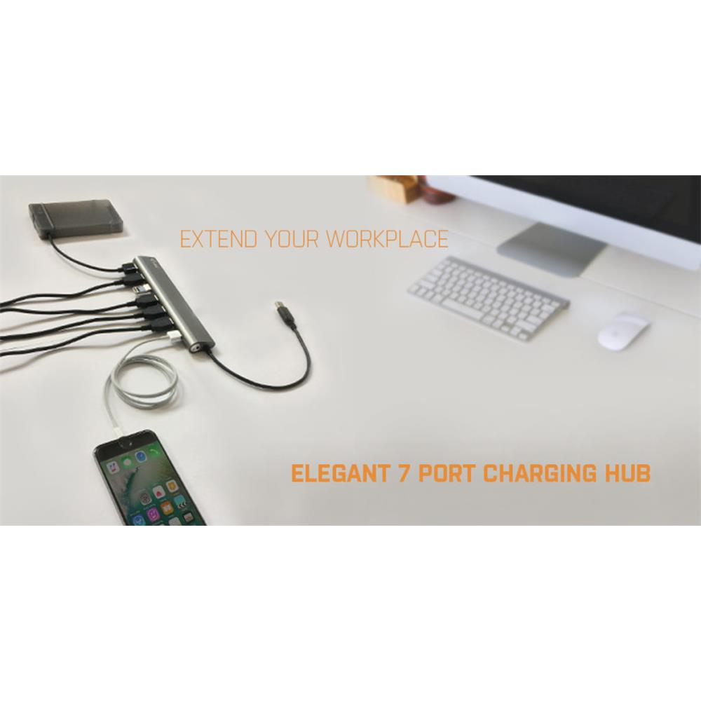 i-tec USB 3.0 Metal Charging HUB 7 Port mit Netzadapter