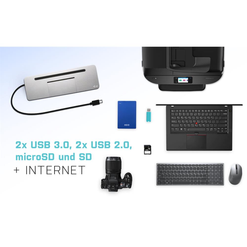 i-tec USB-C Metal Ergonomic 4K 3x Display Docking Station with Power Delivery 85 W + i-tec Universal Charger 100 W