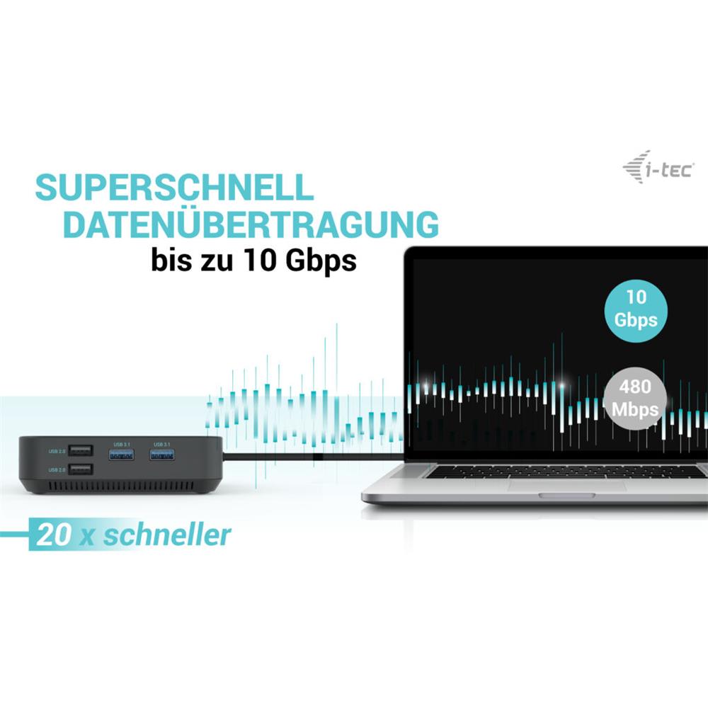 i-tec USB-C HDMI Dual DP Docking Station mit Power Delivery 100 W mit Netzteil 100 W