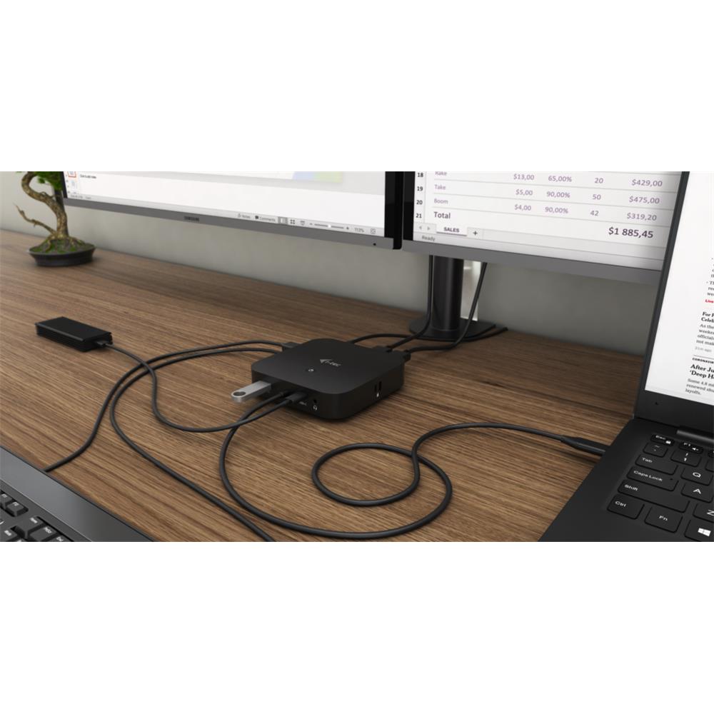 i-tec USB-C HDMI DP Docking Station mit Power Delivery 100 W + i-tec Universal Ladegerät 112 W