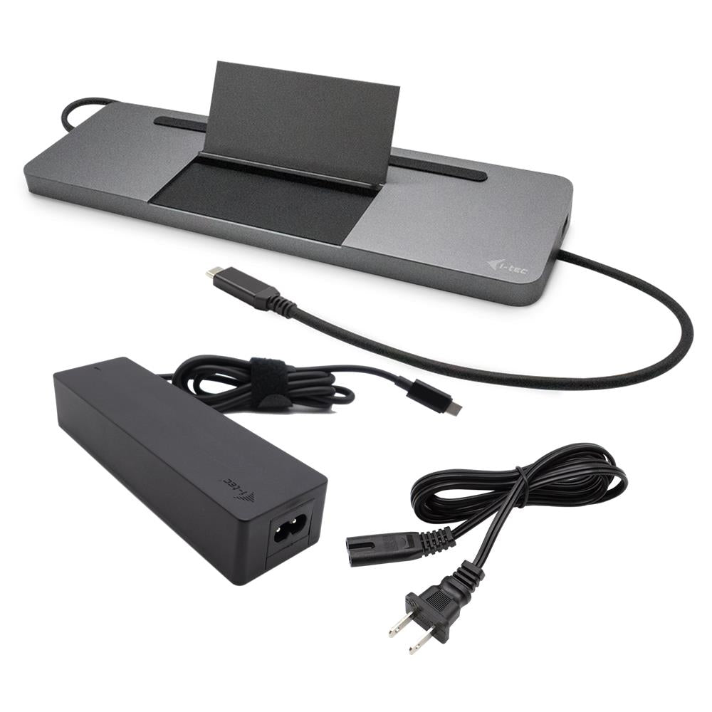 i-tec USB-C Metal Ergonomic 4K 3x Display Docking Station with Power Delivery 85 W + i-tec Universal Charger 100 W