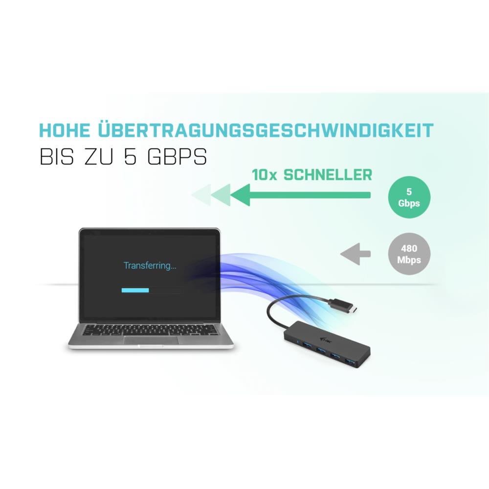 i-tec USB-C Slim Passive HUB 4 Port Thunderbolt 3 kompatibel