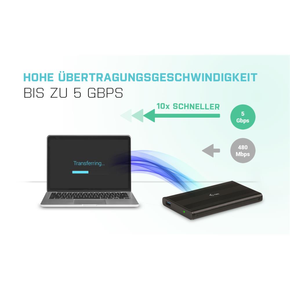 i-tec MySafe Advance AluBasic 2,5" USB 3.0 externes Festplattengehäuse für SATA I/II/III HDD SSD