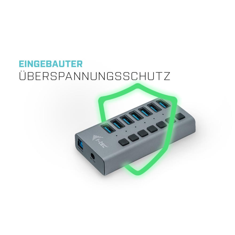 i-tec USB 3.0 Charging HUB 7-Port mit Netzadapter 36 W 7x USB 3.0 Ladeport für Notebook