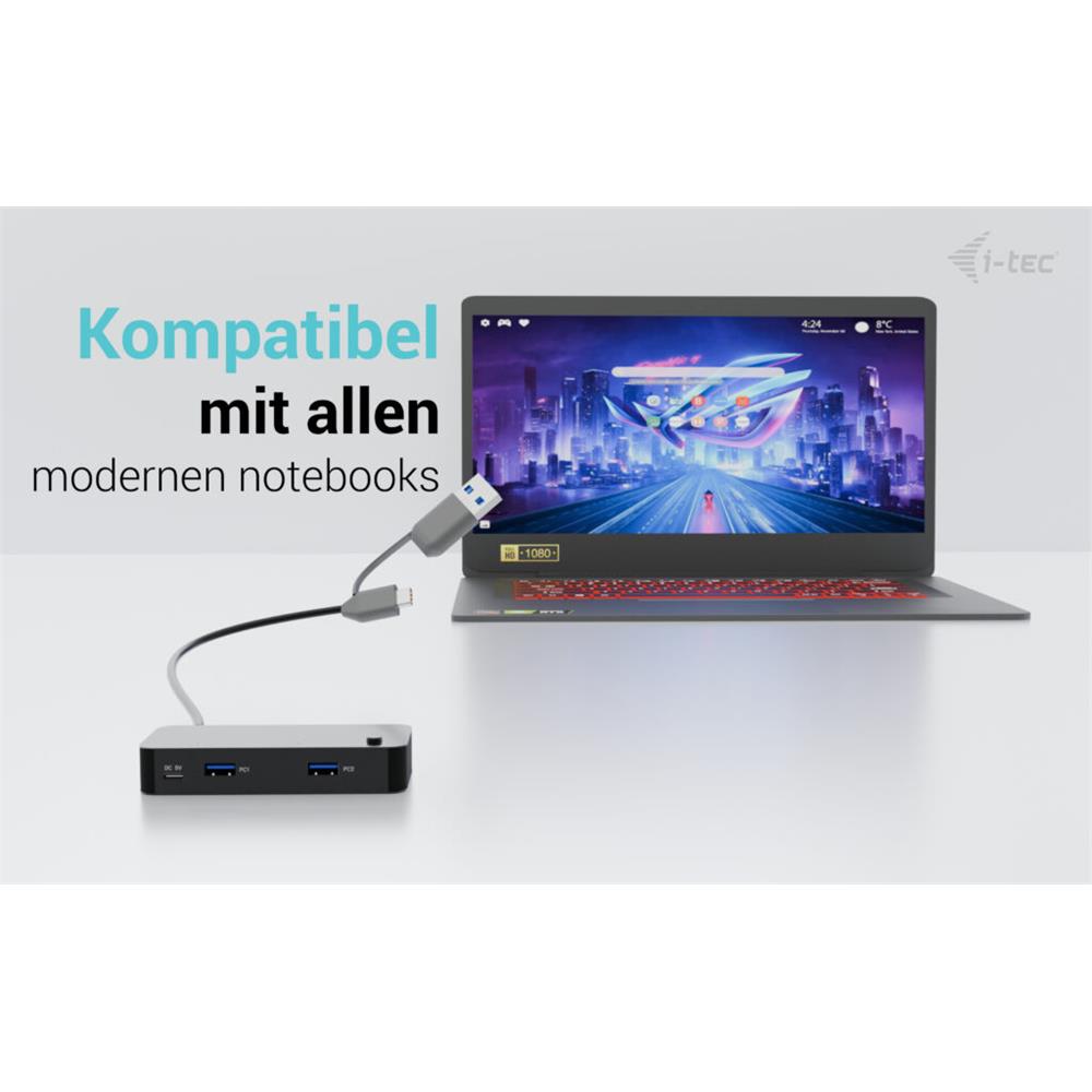 i-tec Universal KVM HUB – 2x USB-C & 2x USB-A 3.0, Umschaltbar für 2 Geräte