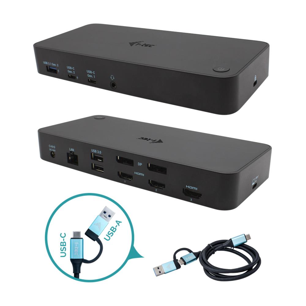 i-tec USB 3.0 / USB-C / Thunderbolt Trible 4K Docking Station + Power Delivery 100 W