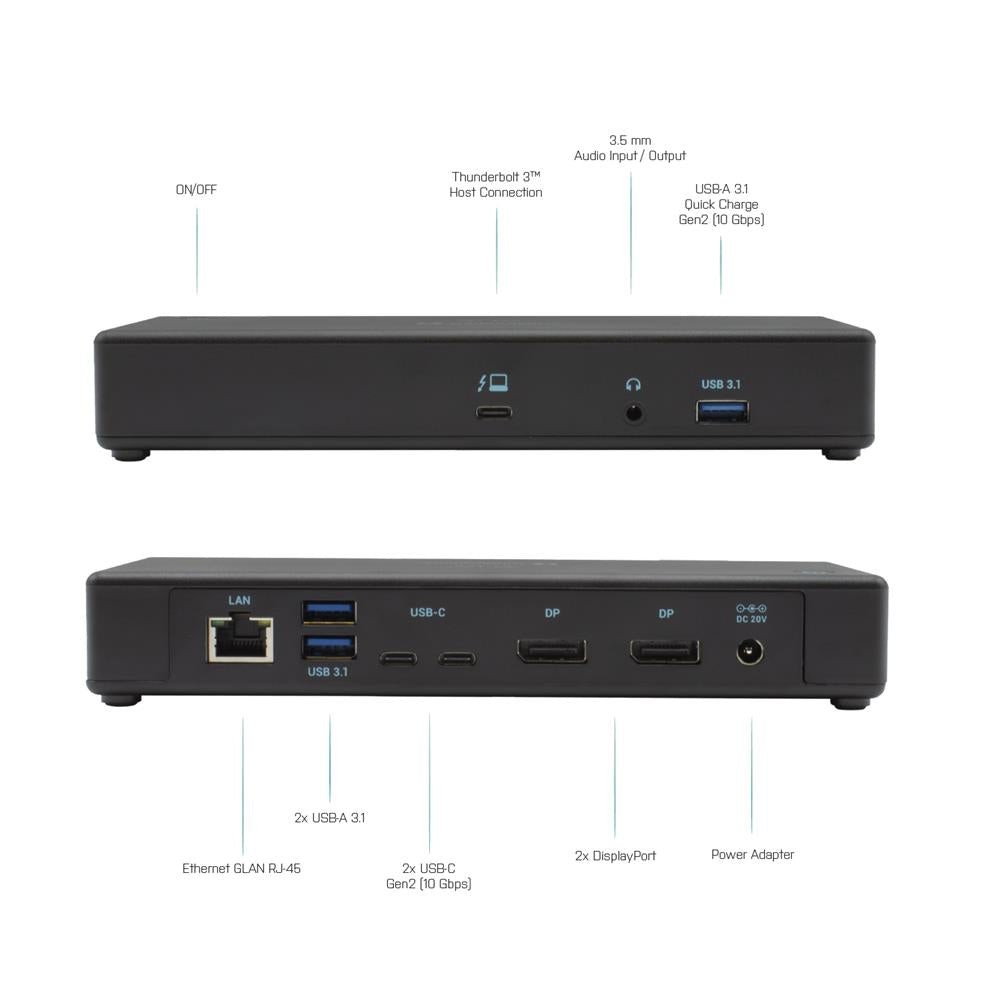 i-tec Thunderbolt3 / USB-C Dual DisplayPort 4K Docking Station + Power Delivery 85W