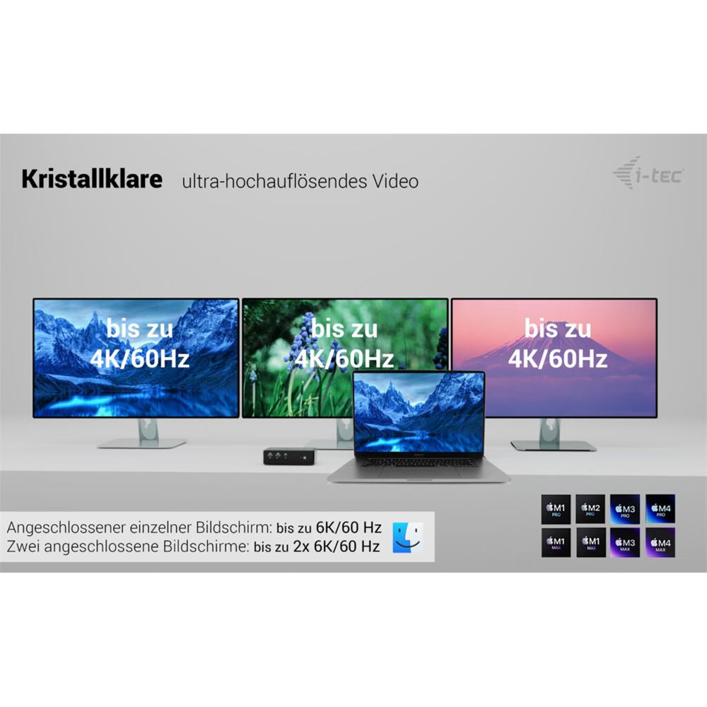 i-tec Thunderbolt5 Quattro Display Docking Station, 5x USB, 2.5 GLAN + Power Delivery 140W