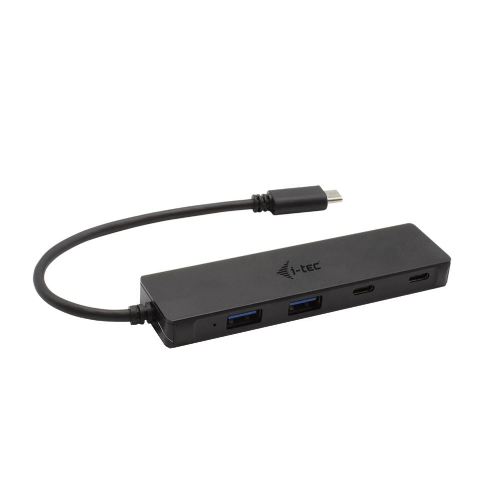 i-tec USB-C Metal HUB 2x USB 3.0 + 2x USB-C Schwarz mit integriertem USB-C-Kabel