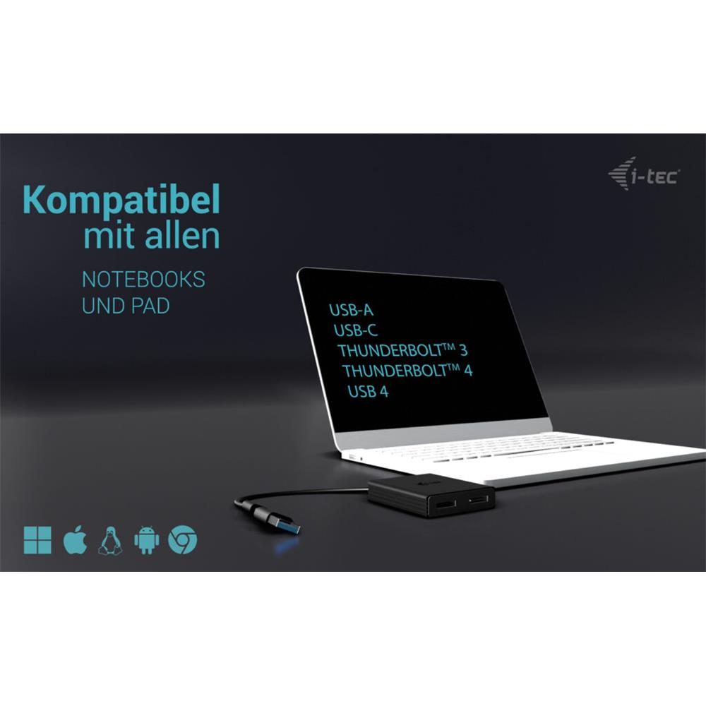 i-tec USB-A/USB-C Dual 4K/60 Hz DisplayPort Video Adapter