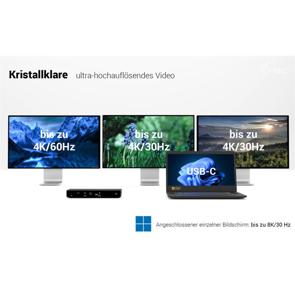 i-tec Thunderbolt 4 Triple Display Docking Station mit Power Delivery 96 W