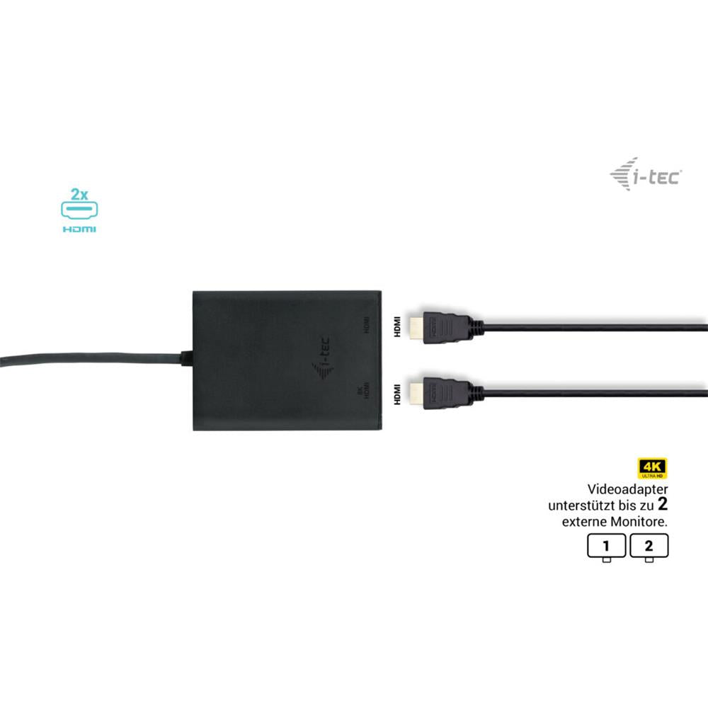 i-tec USB-C Dual 4K/60Hz (single 8K/30Hz) HDMI Video Adapter