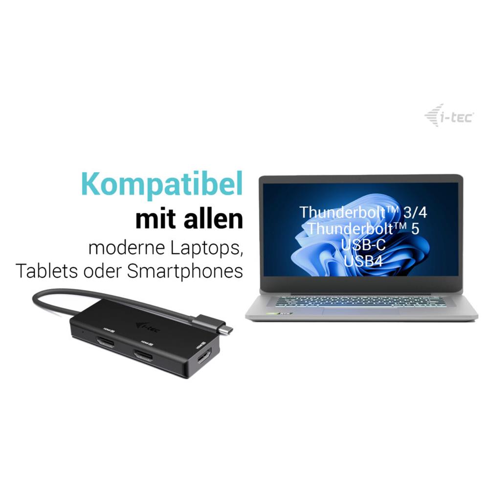 i-tec USB-C Triple 4K HDMI Video Adapter, Power Delivery 100 W