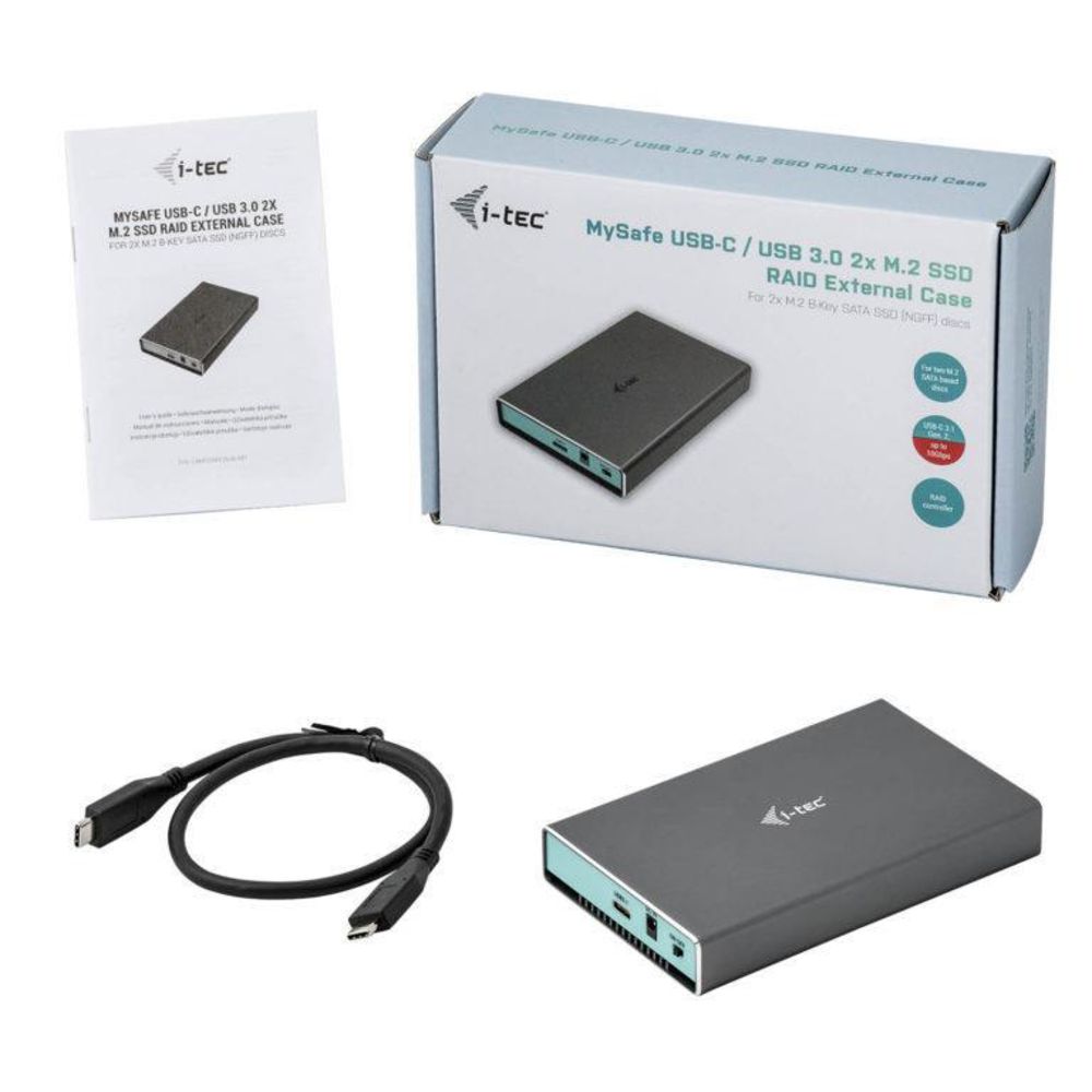 i-tec MySafe USB 3.0 / USB-C 3.1 Gen. 2 externes Festplattengehäuse für 2x SATA M.2
