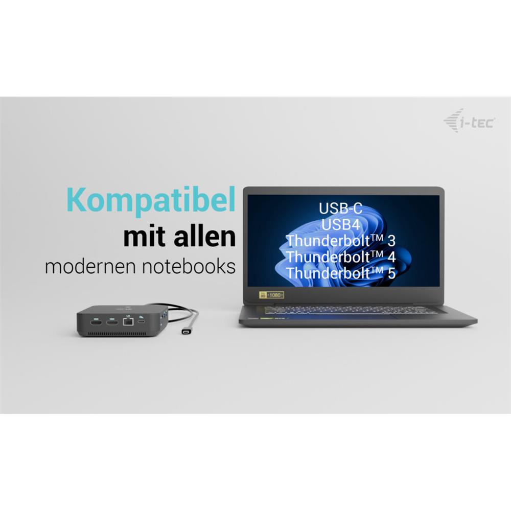 i-tec USB-C DP Dual HDMI Docking Station mit Power Delivery 100 W – Triple 4K, DP 1.4, LAN, Audio, VESA