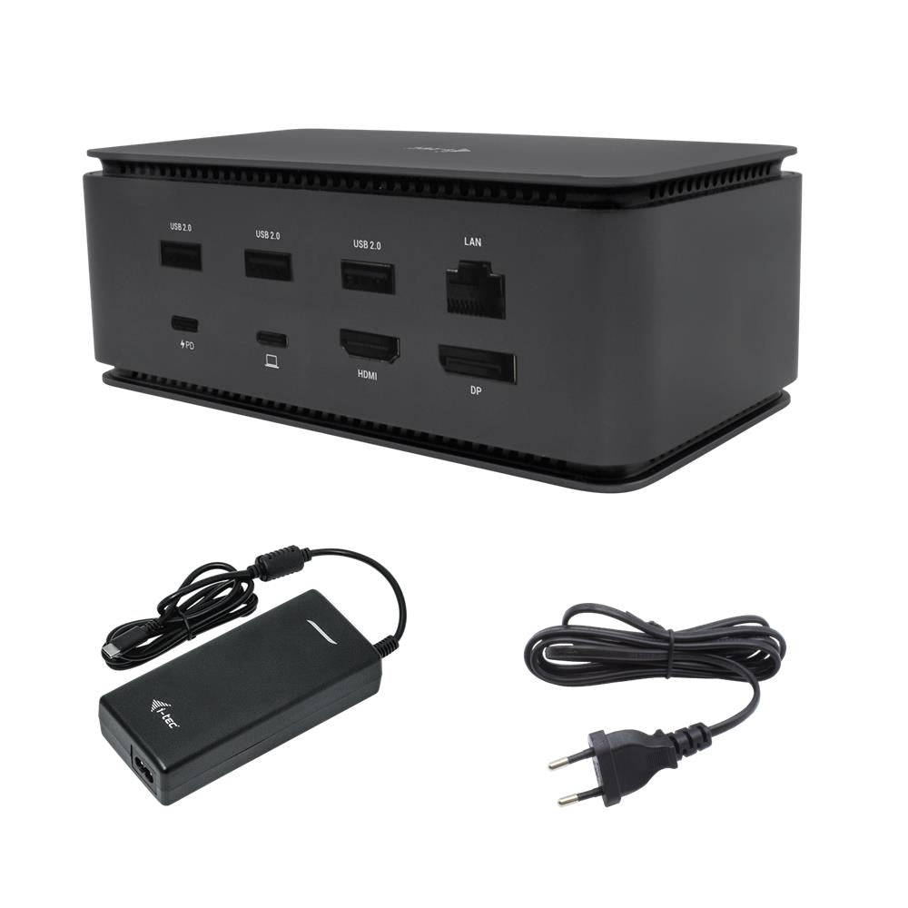 i-tec USB4 Metall-Docking Station Dual 4K HDMI DP mit PD 80 W + i-tec Universal-Ladegerät 112 W