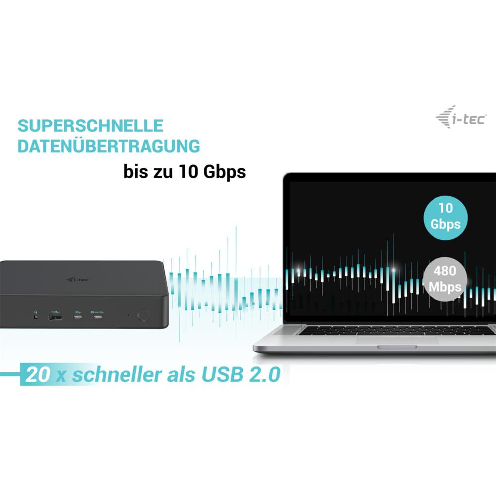 i-tec USB 3.0 / USB-C / Thunderbolt 3 Professional Dual 4K Display Docking Station Gen2 + PD 100W