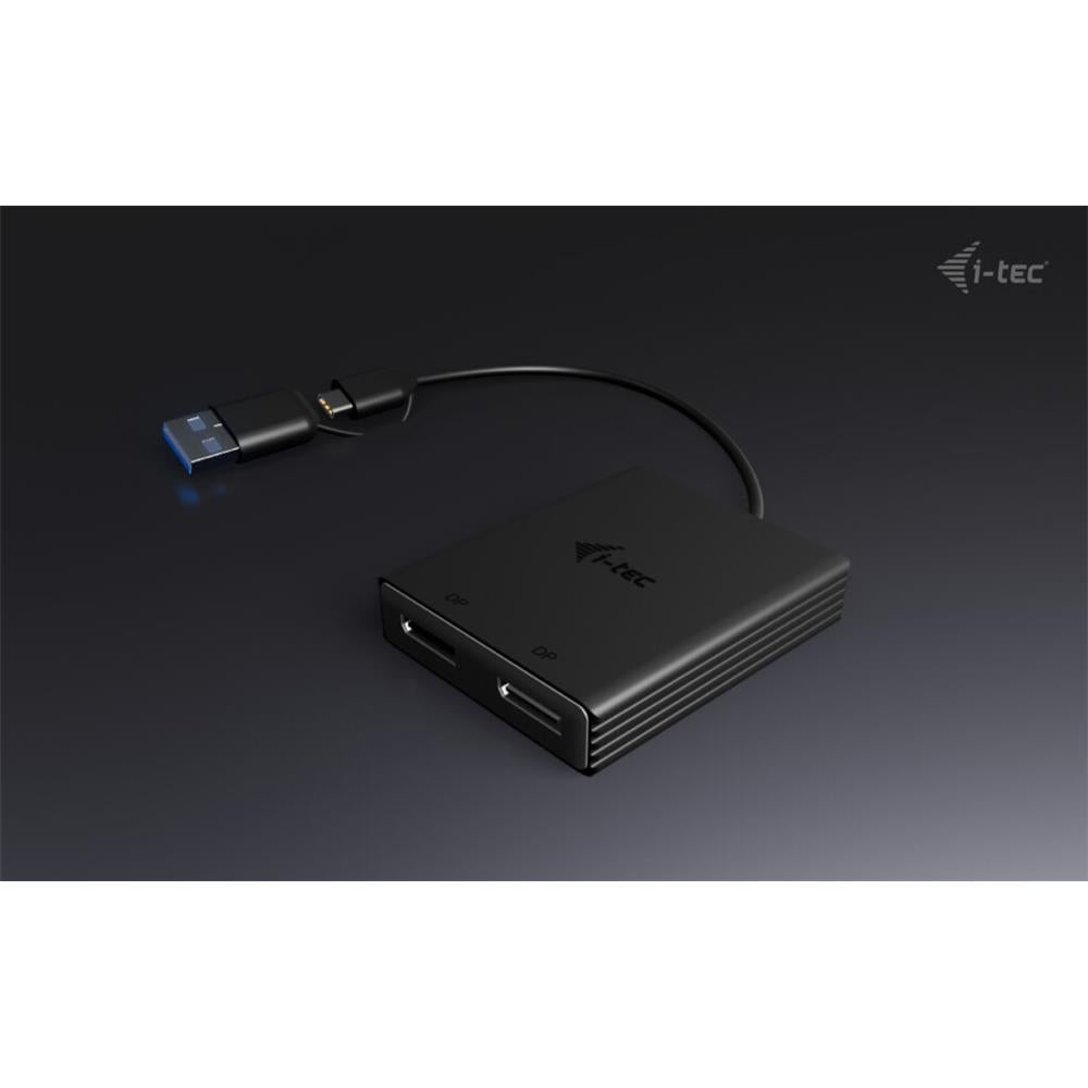 i-tec USB-A/USB-C Dual 4K/60 Hz DisplayPort Video Adapter