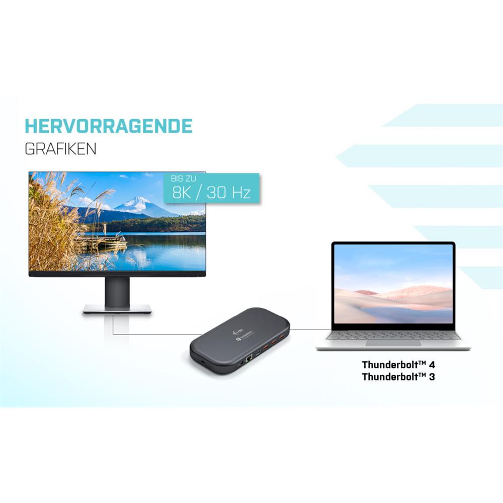 i-tec Thunderbolt 3/USB-C Dual 4K Docking Station + USB-C zu DP Kabel 1,5 m + Power Delivery 60W