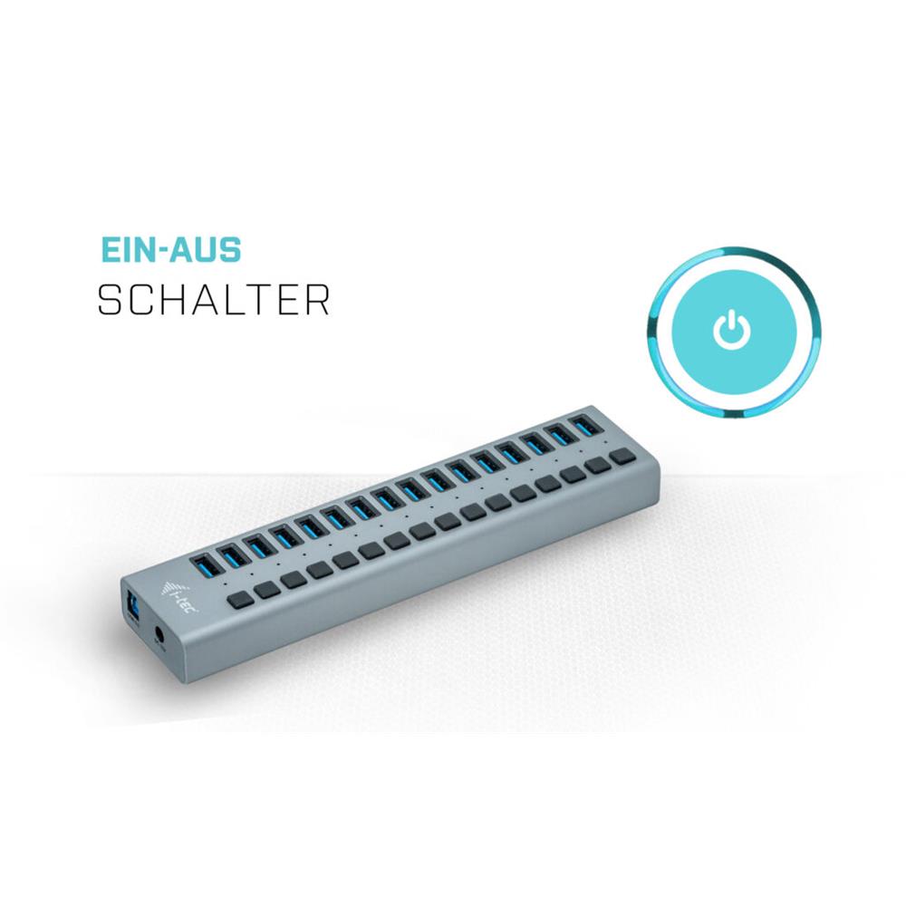 i-tec USB 3.0 Charging HUB 16-Port mit Netzadapter 90 W 16x USB 3.0 Ladeport für Notebook