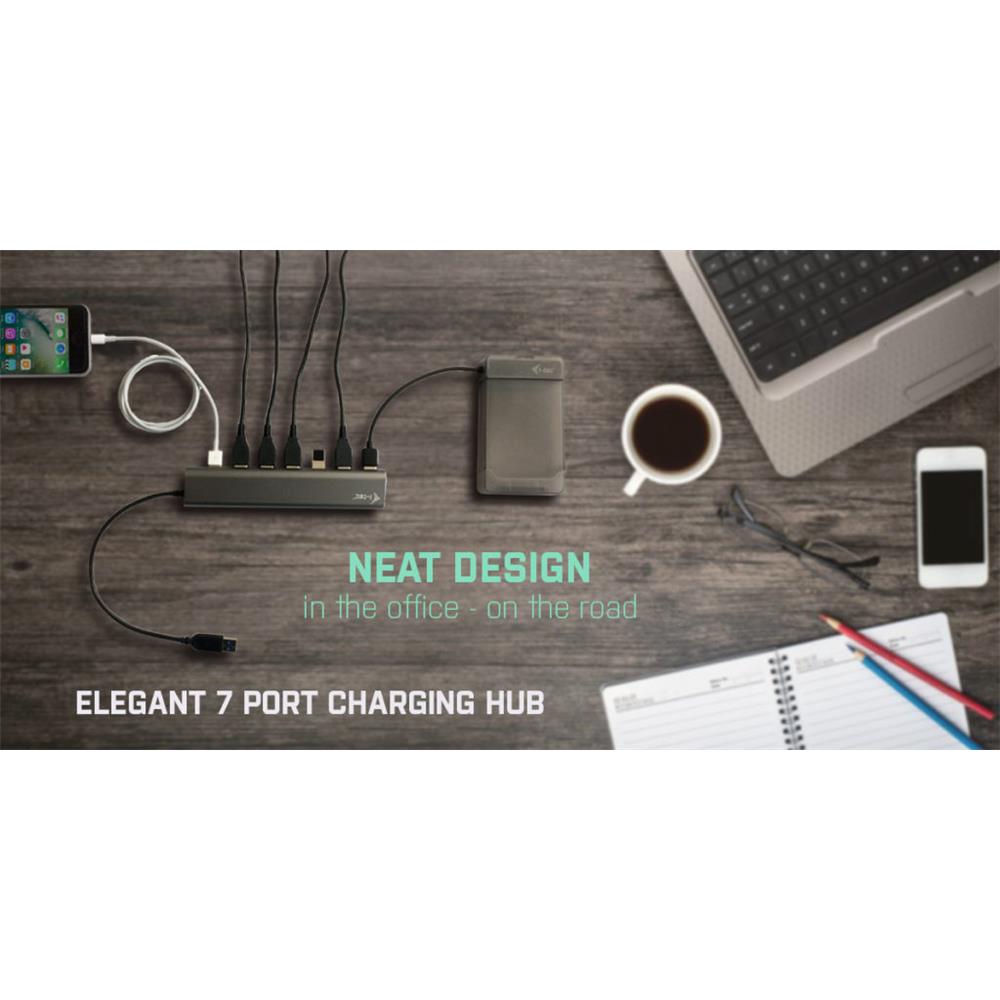 i-tec USB 3.0 Metal Charging HUB 7 Port mit Netzadapter
