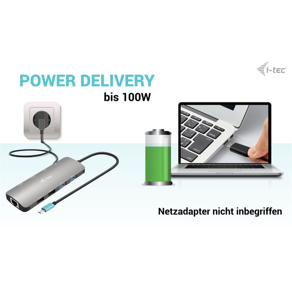 i-tec USB-C Metal Nano 2x Display Docking Station + Power Delivery 100 W