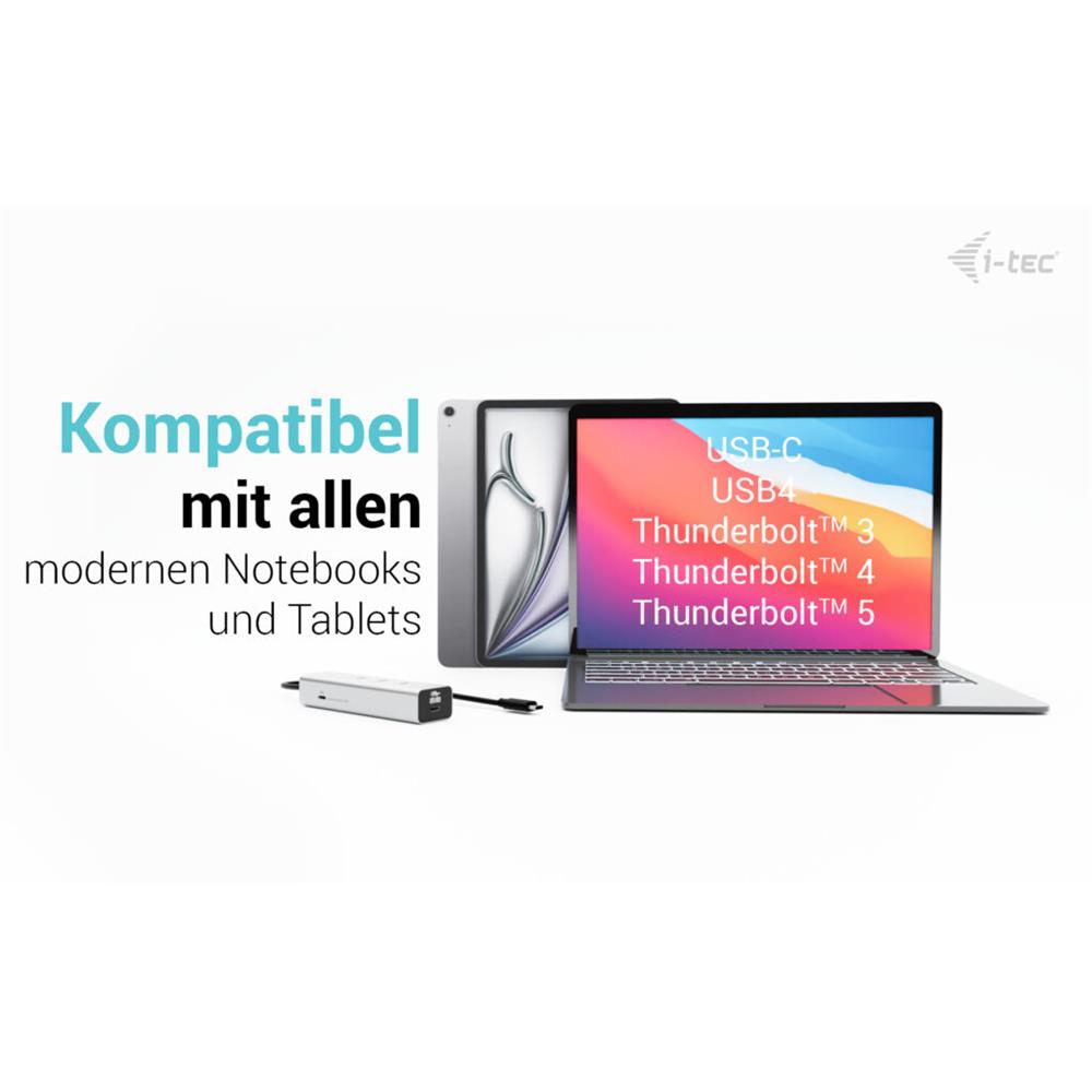 i-tec USB-C Charging Metal HUB 5port with USB-C video 8K + Power Delivery 85W