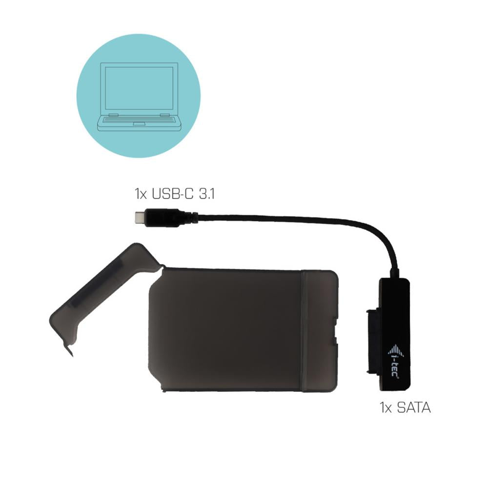 i-tec MySafe USB-C Easy Festplattengehäuse für 2,5" SATA HDD SSD I/II/III Transparent