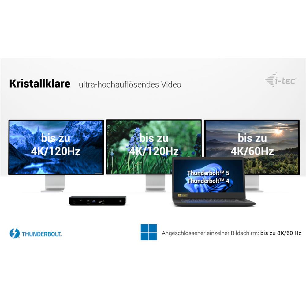 i-tec Thunderbolt 4 Triple Display Docking Station mit Power Delivery 96 W