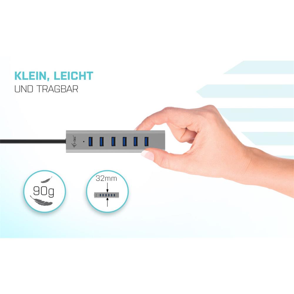 i-tec USB-C Ladegerät Metall HUB 7 Port für bis zu 7 Geräte