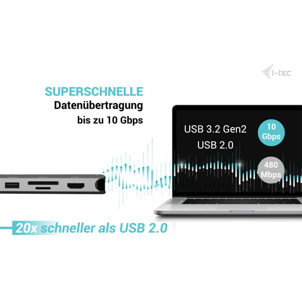 i-tec USB-C Metal Nano Dock – 3x Display (2x HDMI, 1x USB-C Video) mit Power Delivery 140 W