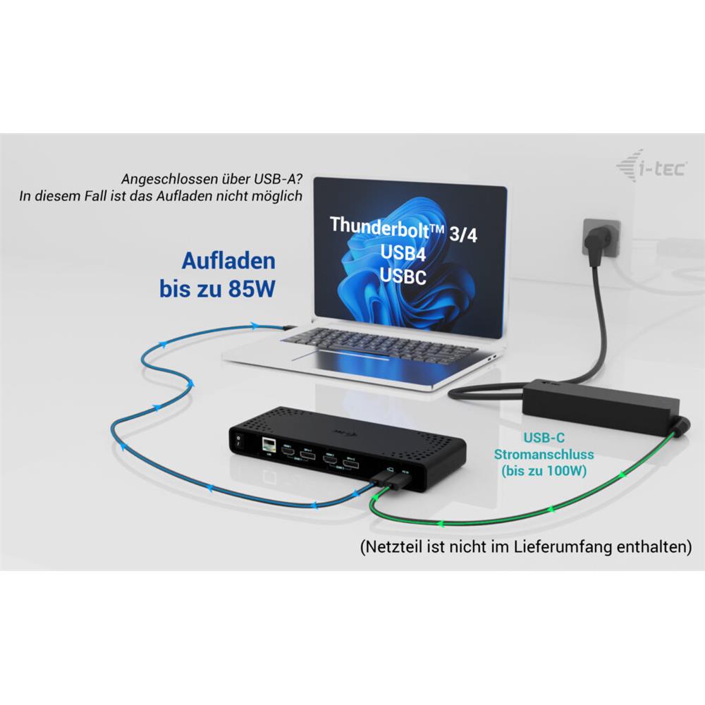 i-tec Universal Dual 4K Display Docking Station + Power Delivery 85W