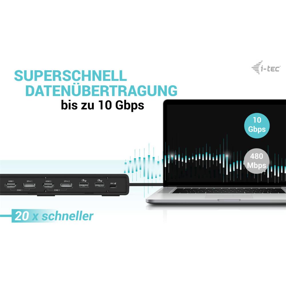 i-tec USB 3.0 / USB-C / Thunderbolt 3 Dual Display Docking Station Gen2 + Power Delivery 100W