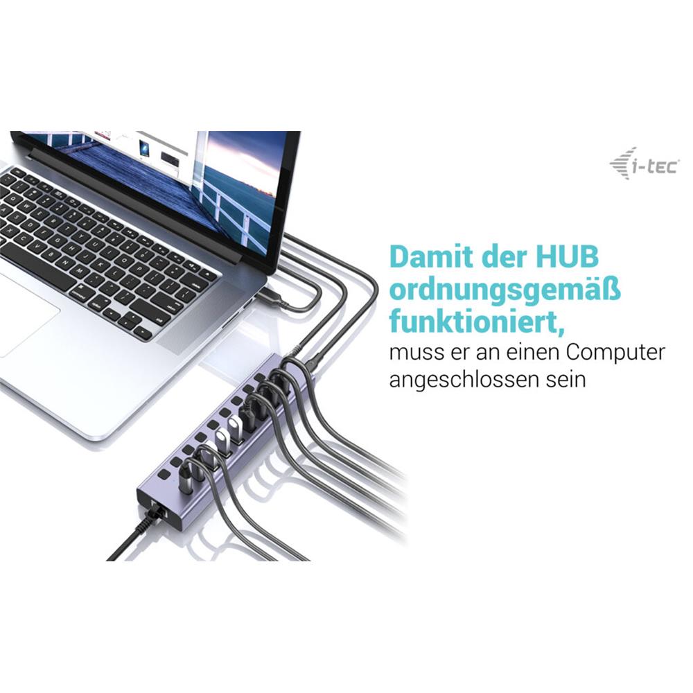 i-tec USB-A/USB-C Charging HUB 9port mit LAN + Power Adapter 60 W