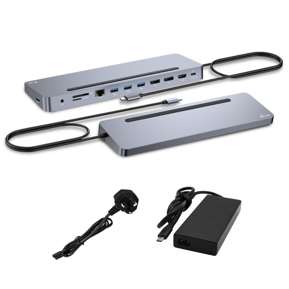 i-tec USB-C Metal Ergonomic 4K 3x Display Docking Station mit PD 100W + Universal Charger 100W