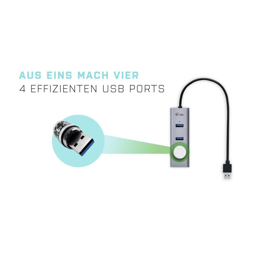 i-tec USB 3.0 Metal Passive HUB 4 Port ohne Netzadapter