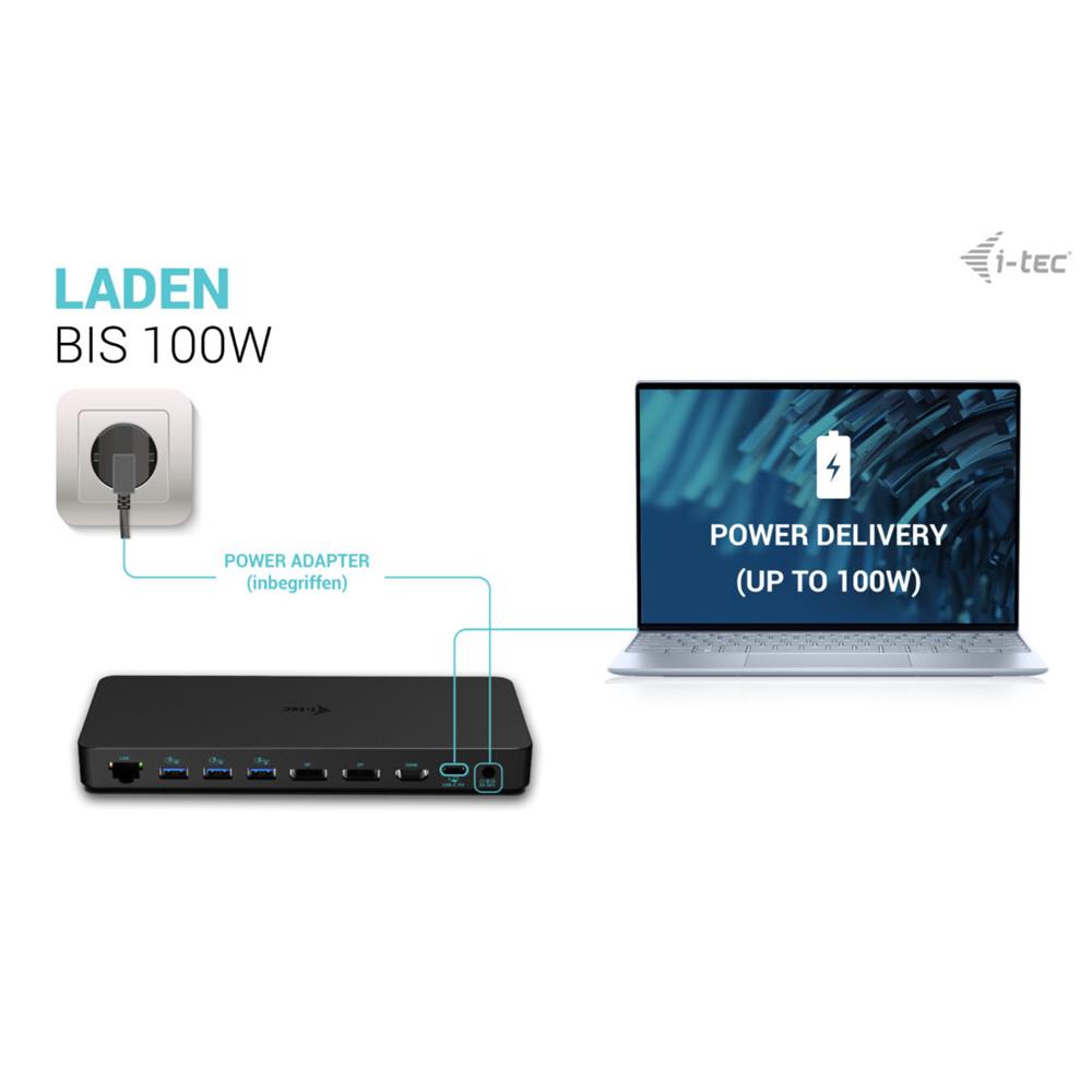 i-tec USB-C Triple Display Docking Station Gen 2 Pro + Power Delivery 100W