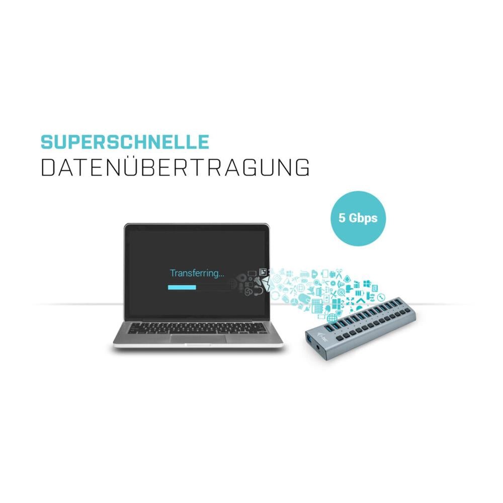 i-tec USB 3.0 Charging HUB 13-Port mit Netzadapter 60 W 13x USB 3.0 Ladeport für Notebook