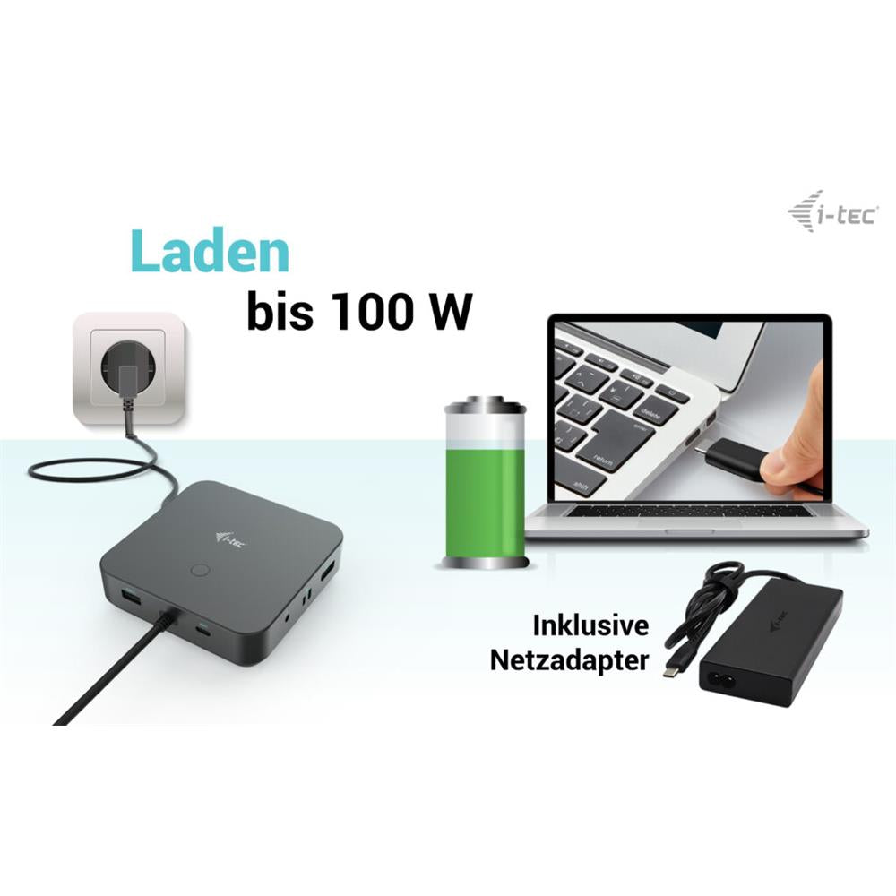 i-tec USB-C HDMI Dual DP Docking Station mit Power Delivery 100 W mit Netzteil 100 W