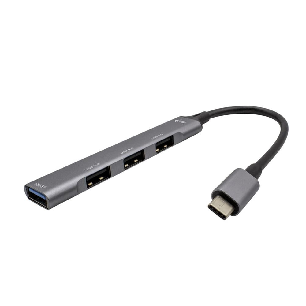 i-tec USB-C Metal HUB 1x USB 3.0 + 3x USB 2.0 Silber mit integriertem USB-C-Kabel