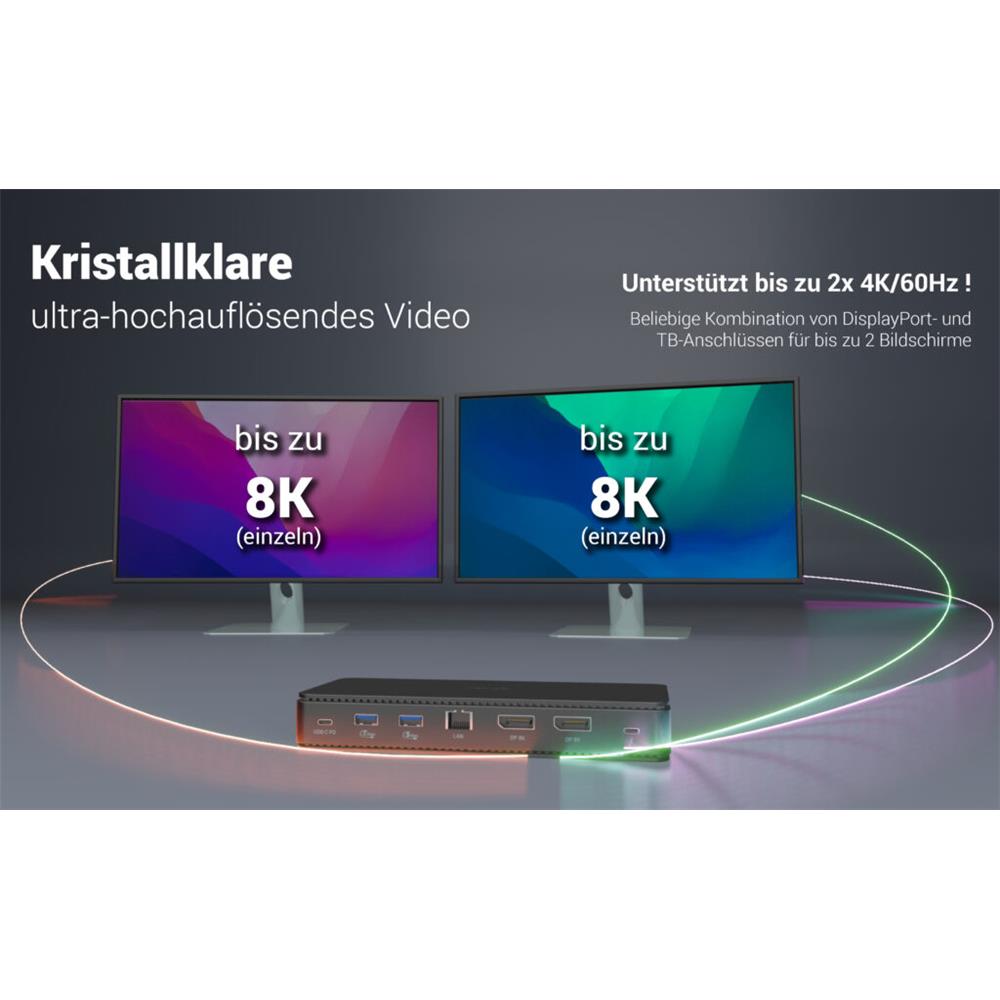 Thunderbolt4 2x Display Docking Station Gen3, 7x USB, 2.5 GLAN + PowerDelivery 92 W