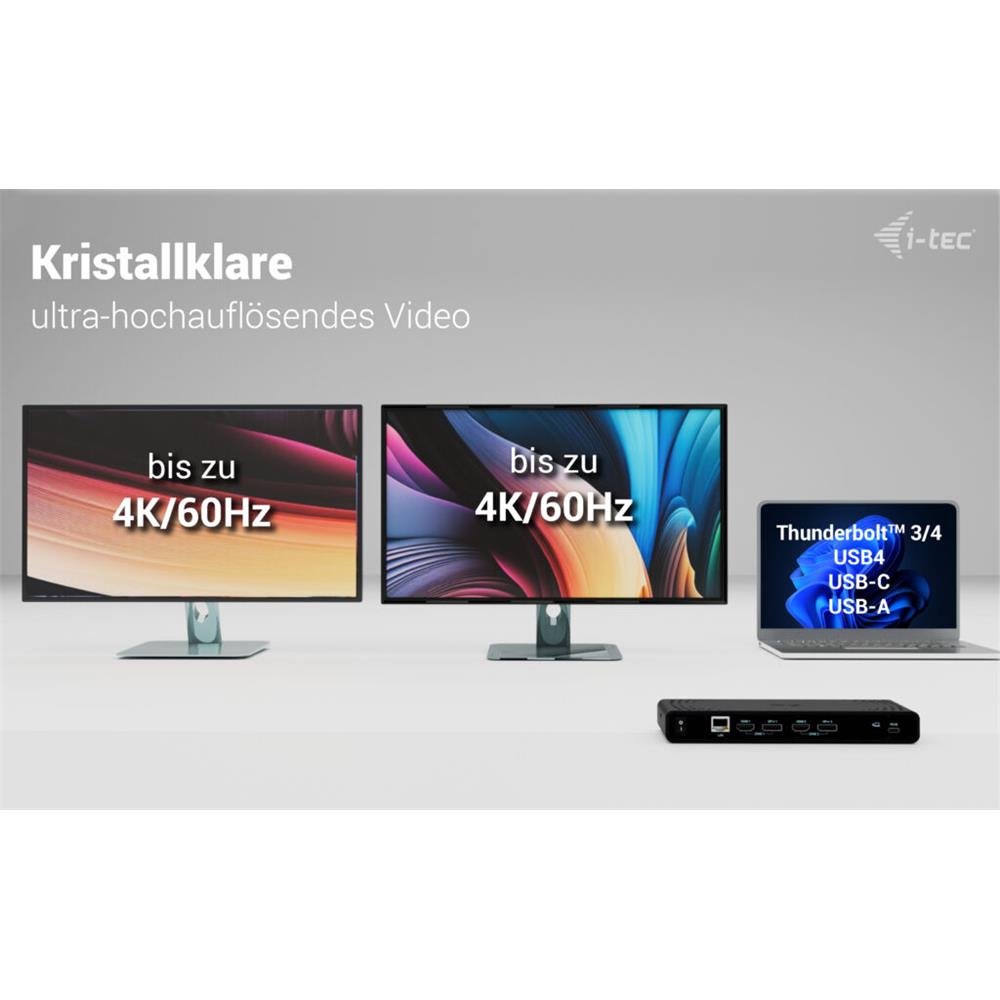 i-tec Universal Dual 4K Display Docking Station + Power Delivery 85W + Universal USB-C Charger 100 W
