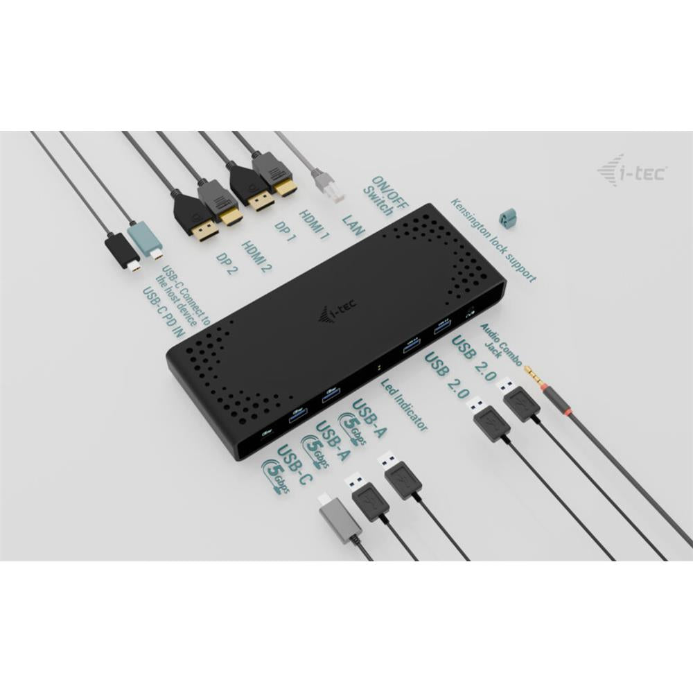 i-tec Universal Dual 4K Display Docking Station + Power Delivery 85W + Universal USB-C Charger 100 W