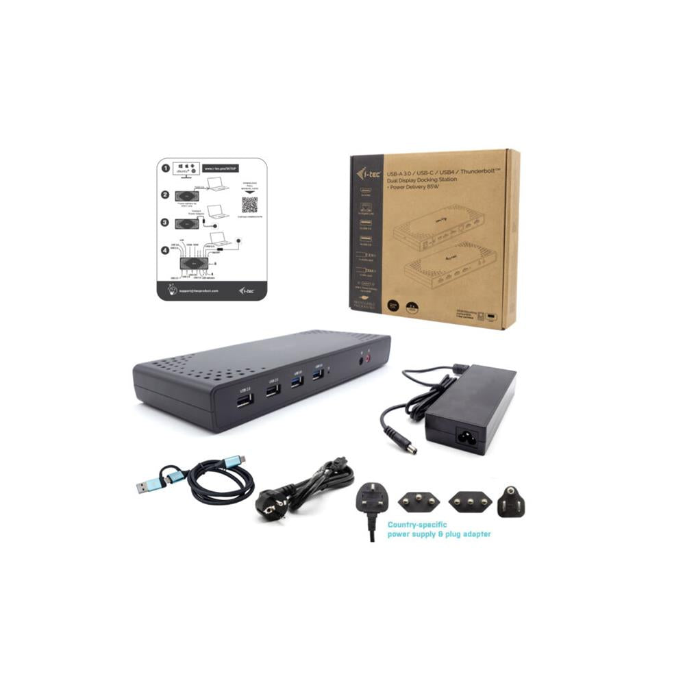 i-tec USB 3.0/USB-C/Thunderbolt Dual Display Docking Station mit Power Delivery 85W