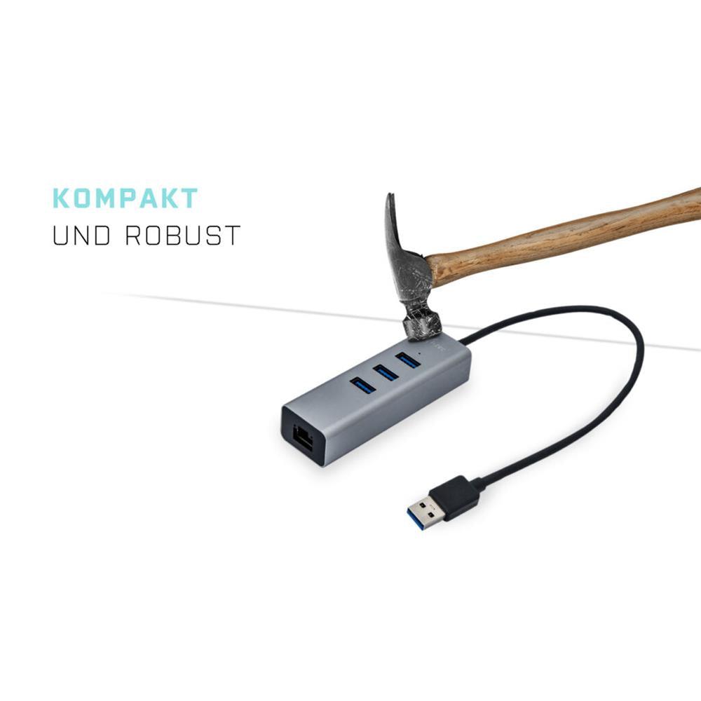 i-tec USB 3.0 Metal 3-Port HUB mit Gigabit Ethernet Adapter