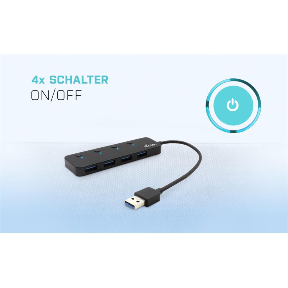 i-tec USB 3.0 Metal HUB 4 Port mit individual On/Off Switches Notebook USB-Hub