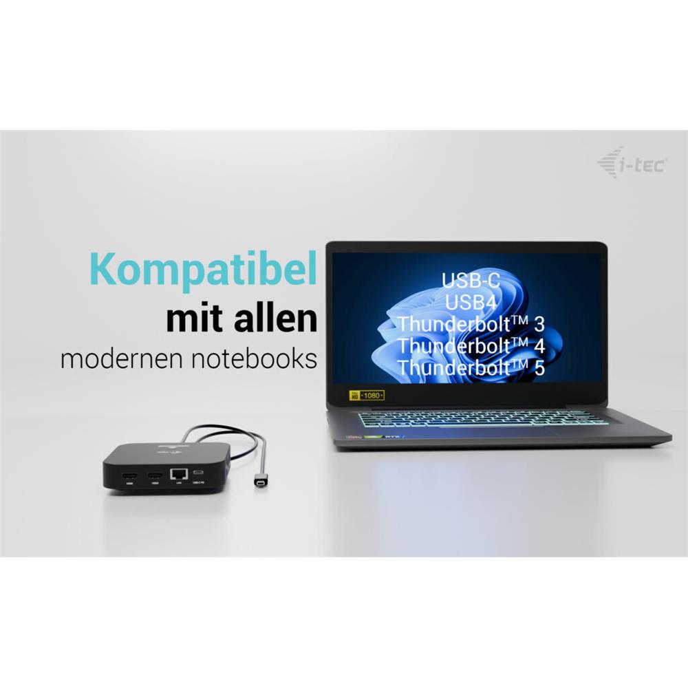 i-tec USB-C Dual HDMI Dockingstation – 2x 4K, 100 W PD, LAN, 6x USB, Audio, VESA